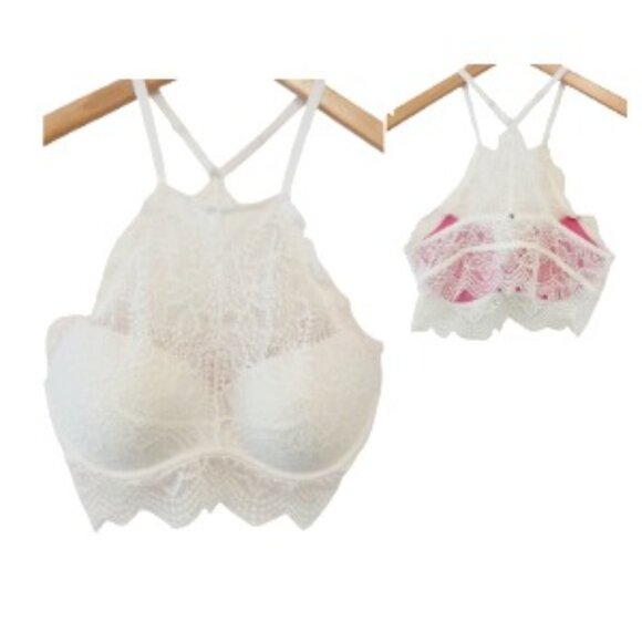 Victoria Secret Pink Other - Victoria Secret Pink, Bralette, White Lace Padded, Underwire, Push Up, Med (A-C)